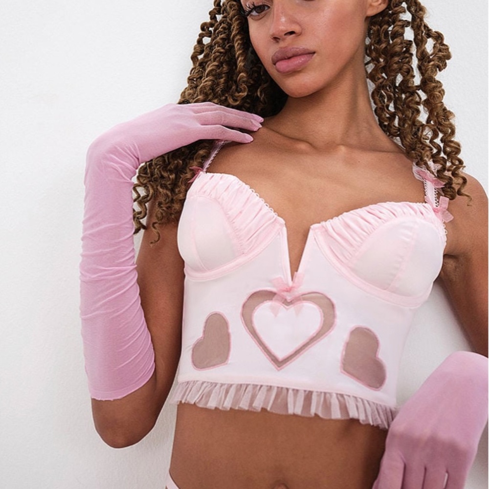🚫SOLD🚫 NWT For Love & Lemons 🍋 Lavender/Pink Heart Bustier - Picture 7 of 10